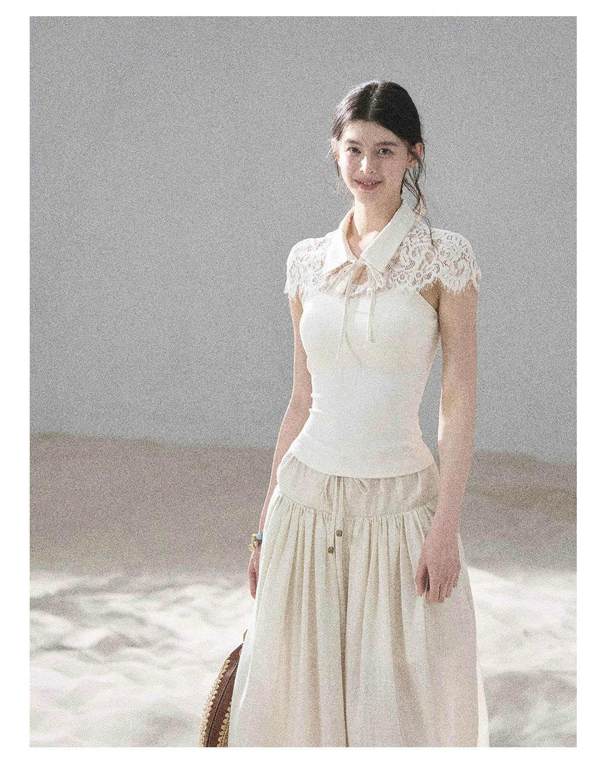 "Moonlit Rose Sonata" Cream Ivory Cami Top & Cape Set