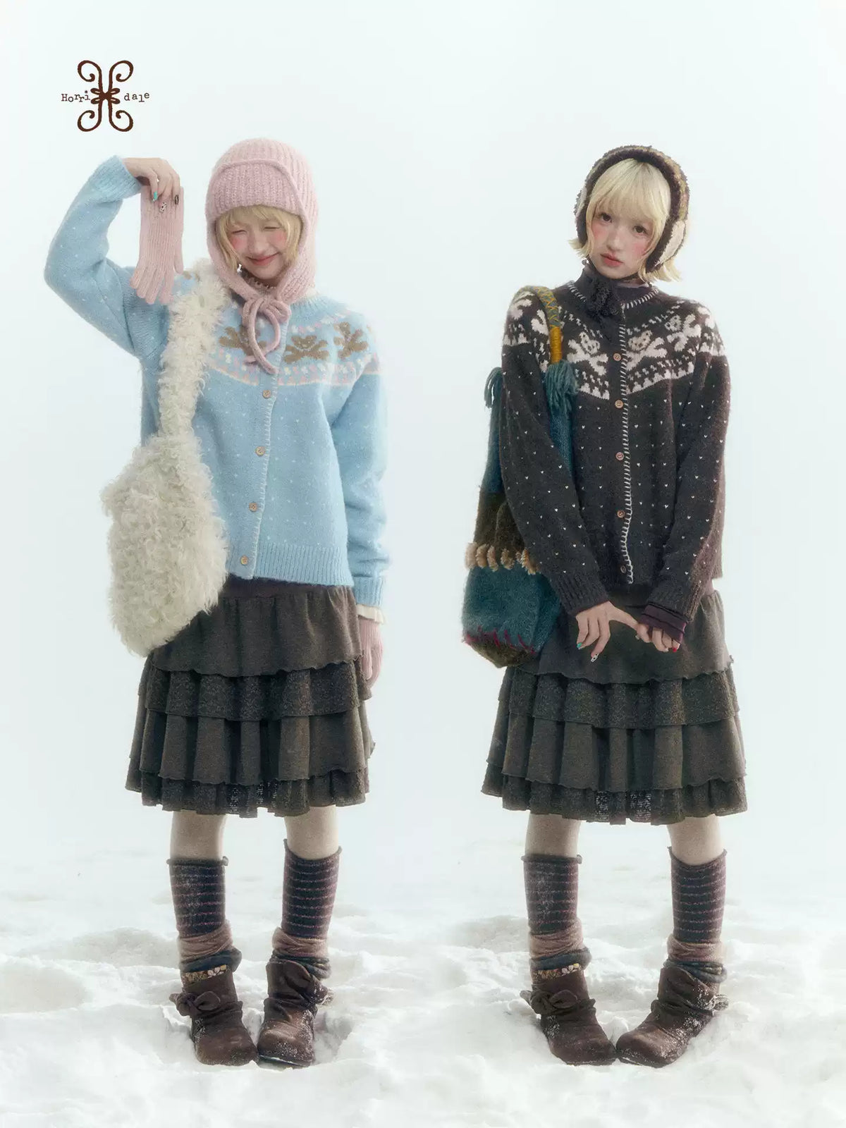Horridale - Gummy Bear Vintage Embroidered Knit Cardigan – Snow Mountain Blue