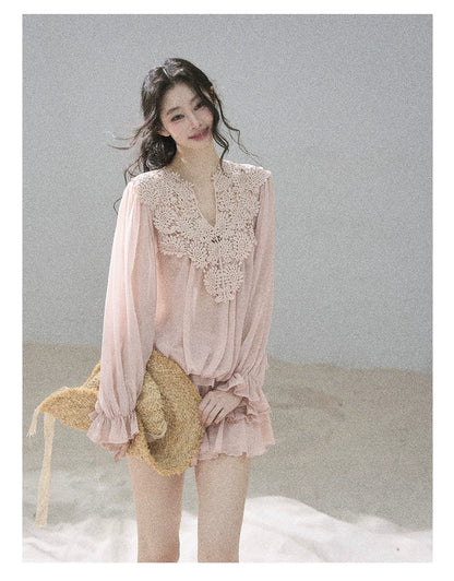 "Flowers on the Breeze" Blush Pink Top & Mini Skirt Two-Piece Set