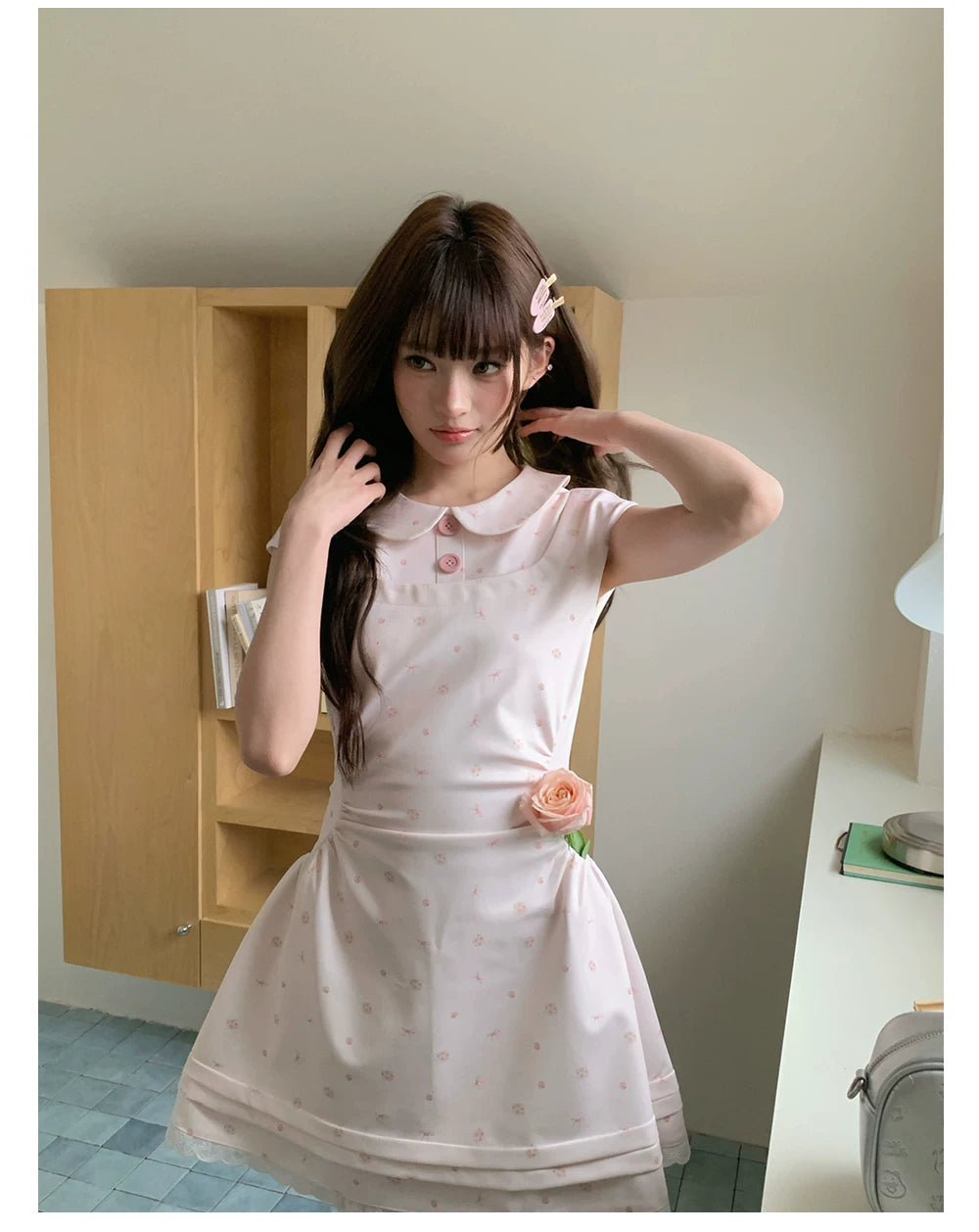 “White Tea Daydream” Pink Peter Pan Mini Dress