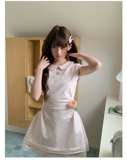 “White Tea Daydream” Pink Peter Pan Mini Dress