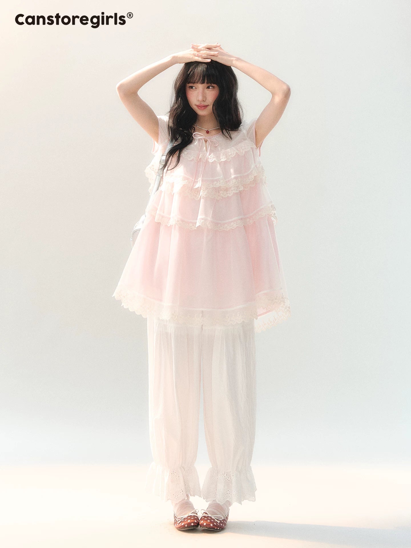 170726C "White Isle Breeze" White Ruffle Hem Cropped Balloon Pants