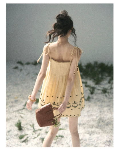 “Ripples Along the Hem” Butter Yellow Reversible Babydoll Dress