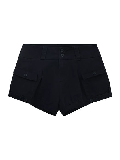 "Off-Duty Flight" Navy High-Waisted Cargo Shorts
