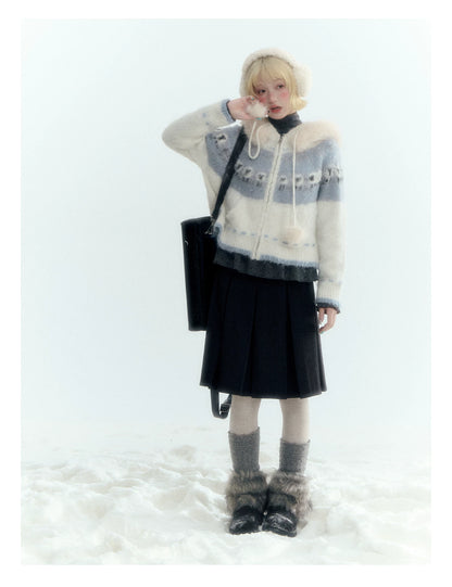 Horridale - Dark Gray Wool-Look A-Line Pleated Mini Skirt