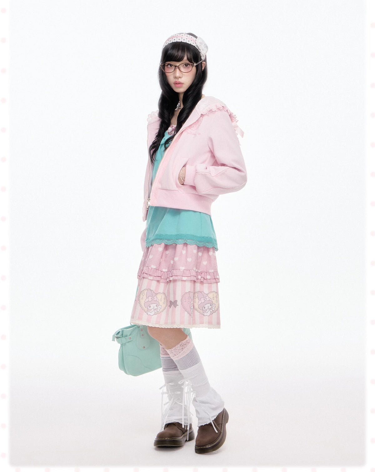 “Melody Garden” Mint Green My Melody Ruffle Hoodie Jacket Set