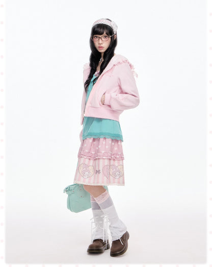 “Melody Garden” Mint Green My Melody Ruffle Hoodie Jacket Set