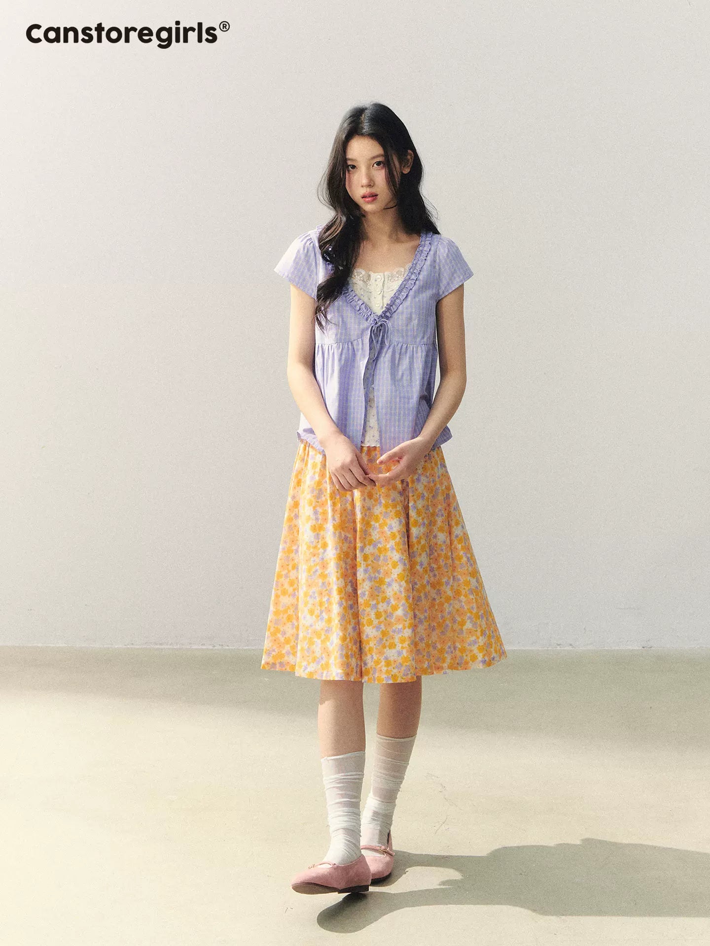 "Purple Haze Citrus" Lavender Plaid Blouse LL2026038
