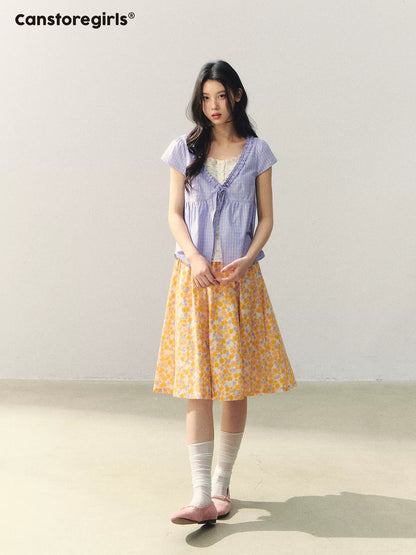 "Purple Haze Citrus" Lavender Plaid Blouse LL2026038