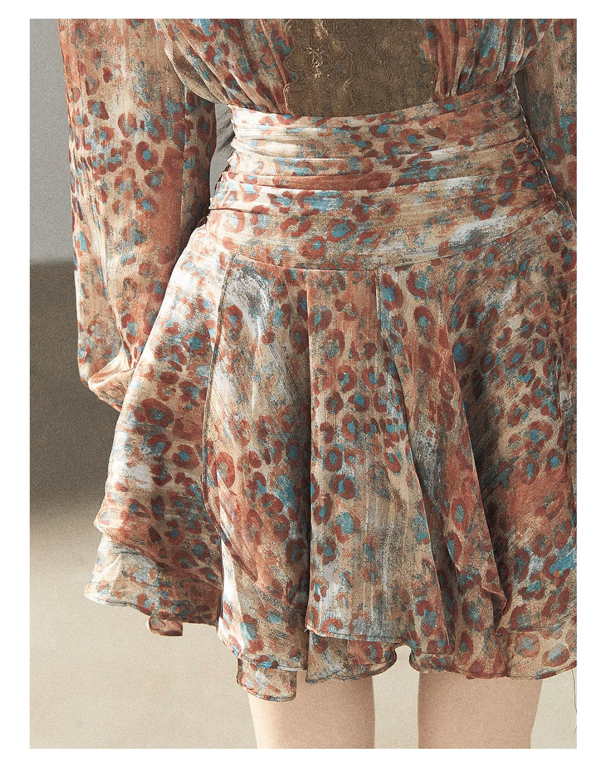 AOMALM - “Whispers of Withered Branches” Rich Cocoa French Lace Chiffon Mini Dress with Tights