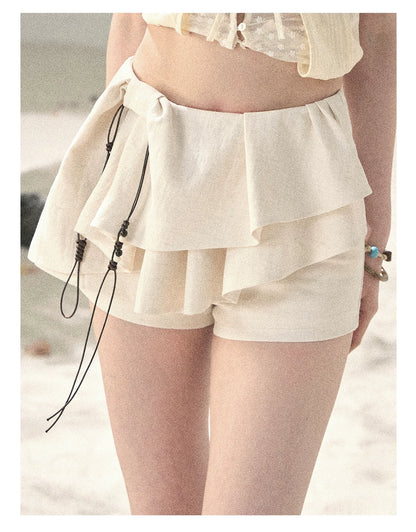 "Layered Petals in Motion" Dutch Cream Ruffle Skort 5324853