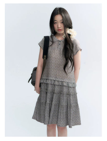 "Weekend Diary" Ruffle Tiered Polo Midi Dress