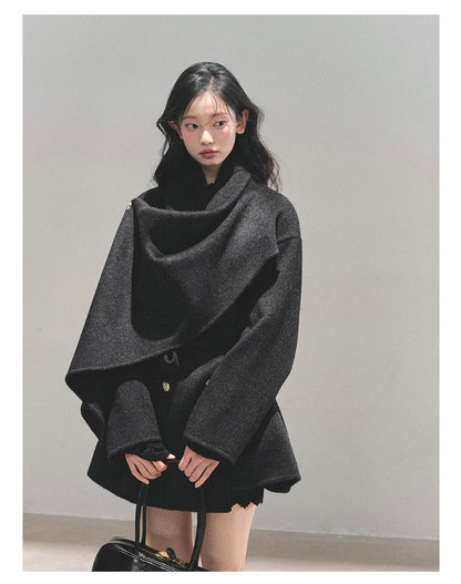 少也眼 “Winter Balcé Whisper” Wool Blend Overcoat - Black 7886436