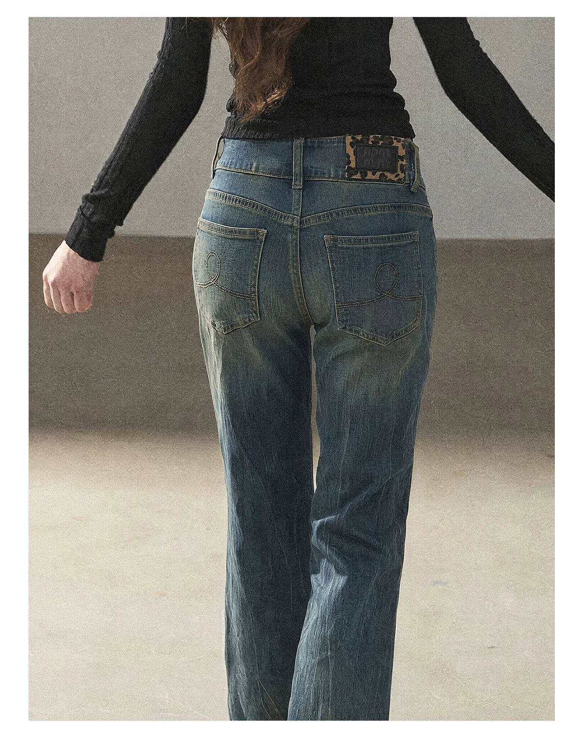 AOMALM - “Her Shoreline” American Vintage Slim Flare Jeans (Rock Black / Vintage Blue)