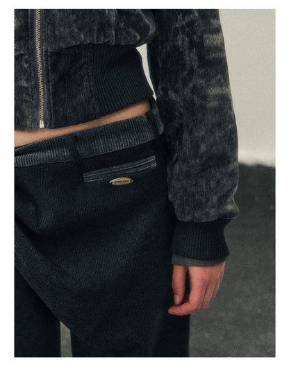 少也眼 "Defocused Dreams" Melard Leopard Utility Cropped Jacket - Graphite Gray