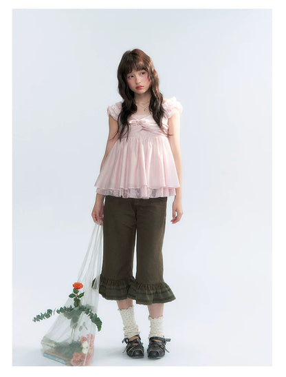 "Summer Sweetheart" Cherry Blossom Pink Bow Cami Top
