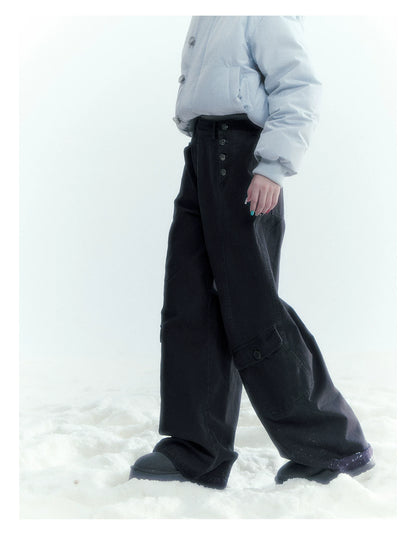 Horridale - Charcoal Gray Washed Cargo Barrel Leg Pants