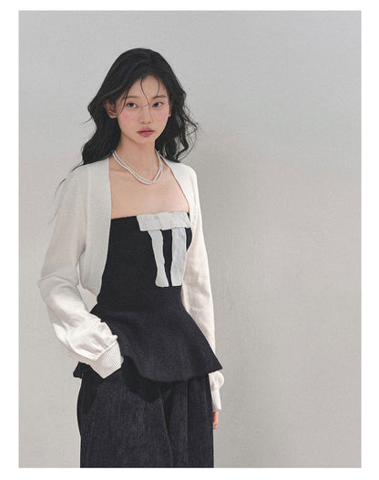 少也眼 "Lingering Warmth" Princess-Style Two-Piece Winter Set - Black/White 543545141