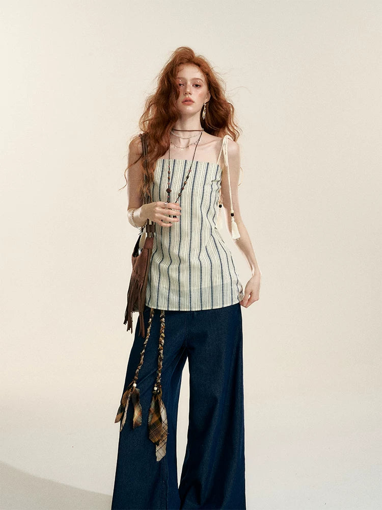 Longline Vertical Stripe Camisole Tank Top