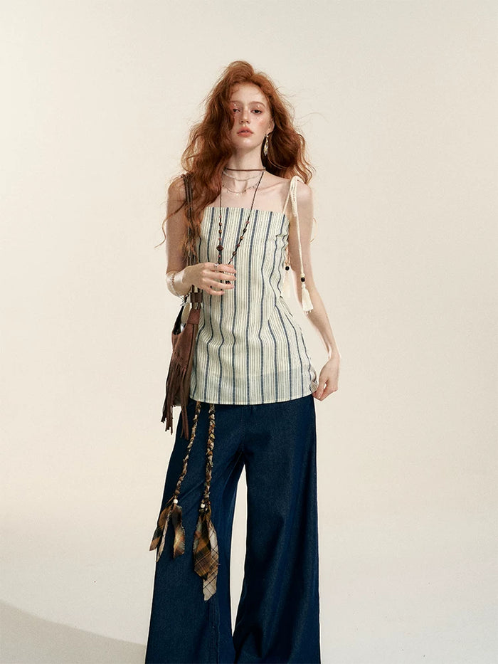 Longline Vertical Stripe Camisole Tank Top
