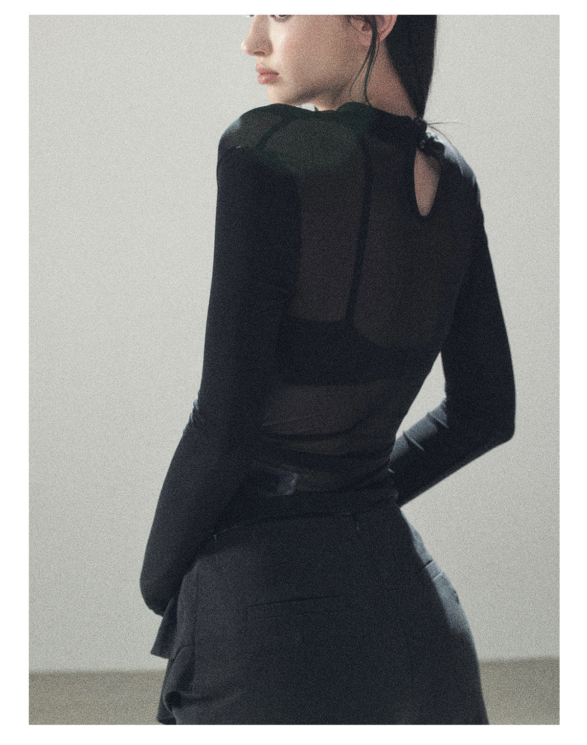 170726 "Barely There" Tranquil Black Sheer Halter Cover-Up