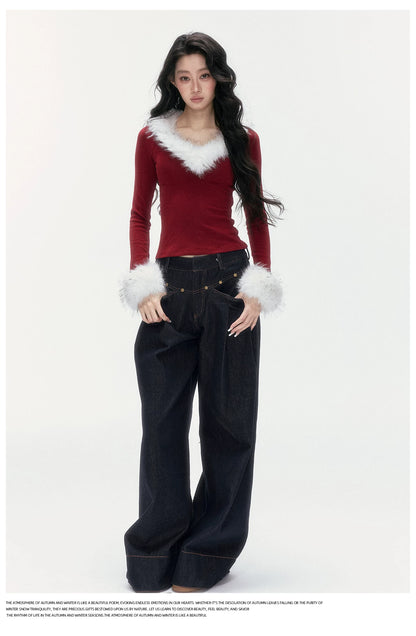 24olvides - Low-Rise Flare Jeans with Vintage Stud Details