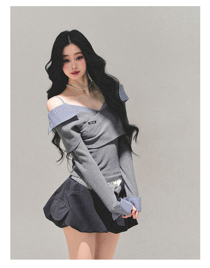 少也眼 “Entwined Dreams” Off-Shoulder Knit Tee 645641544