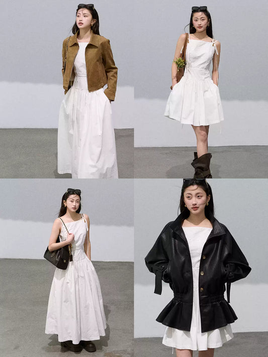 OAKMOO - "Floral Reverie" Embroidered Cotton Dress – Gardenia White 25Q417