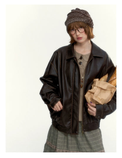 "The Vintage Darling" Light Coffee Plaid Cotton Peter Pan Collar Blouse