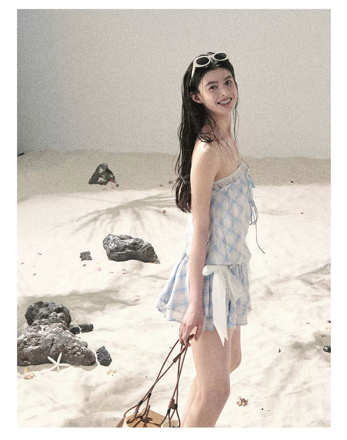 "Breeze Upon the Waves" Ice Crystal Blue Off-Shoulder Diamond Quilted Mini Dress
