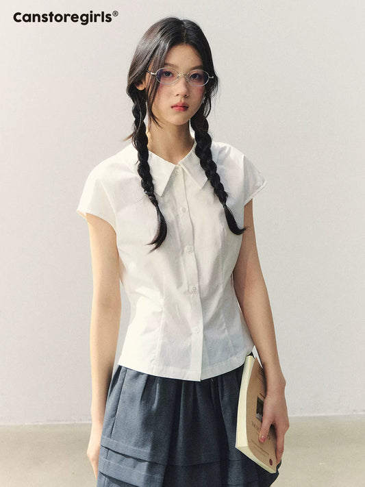 "White Letter from Her" Waist-Fit Classic White Shirt LL2026021