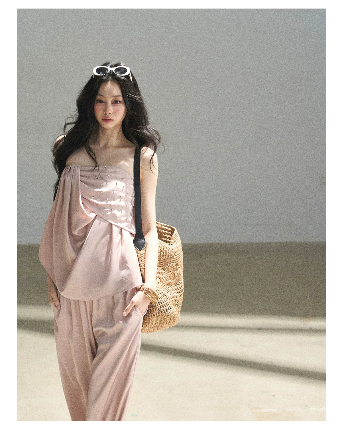 "Summer Rain at Dusk" Dusty Rose Satin Two-Piece Set