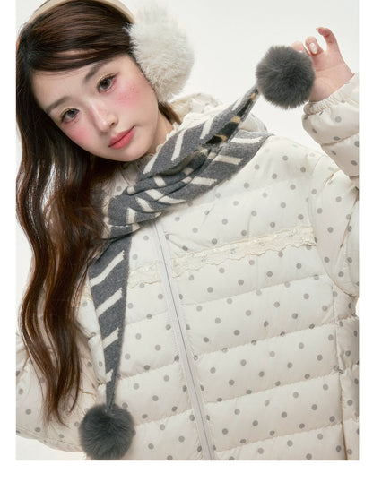 BIBIBENCY - White Polka Dot 90% Duck Down Puffer Jacket