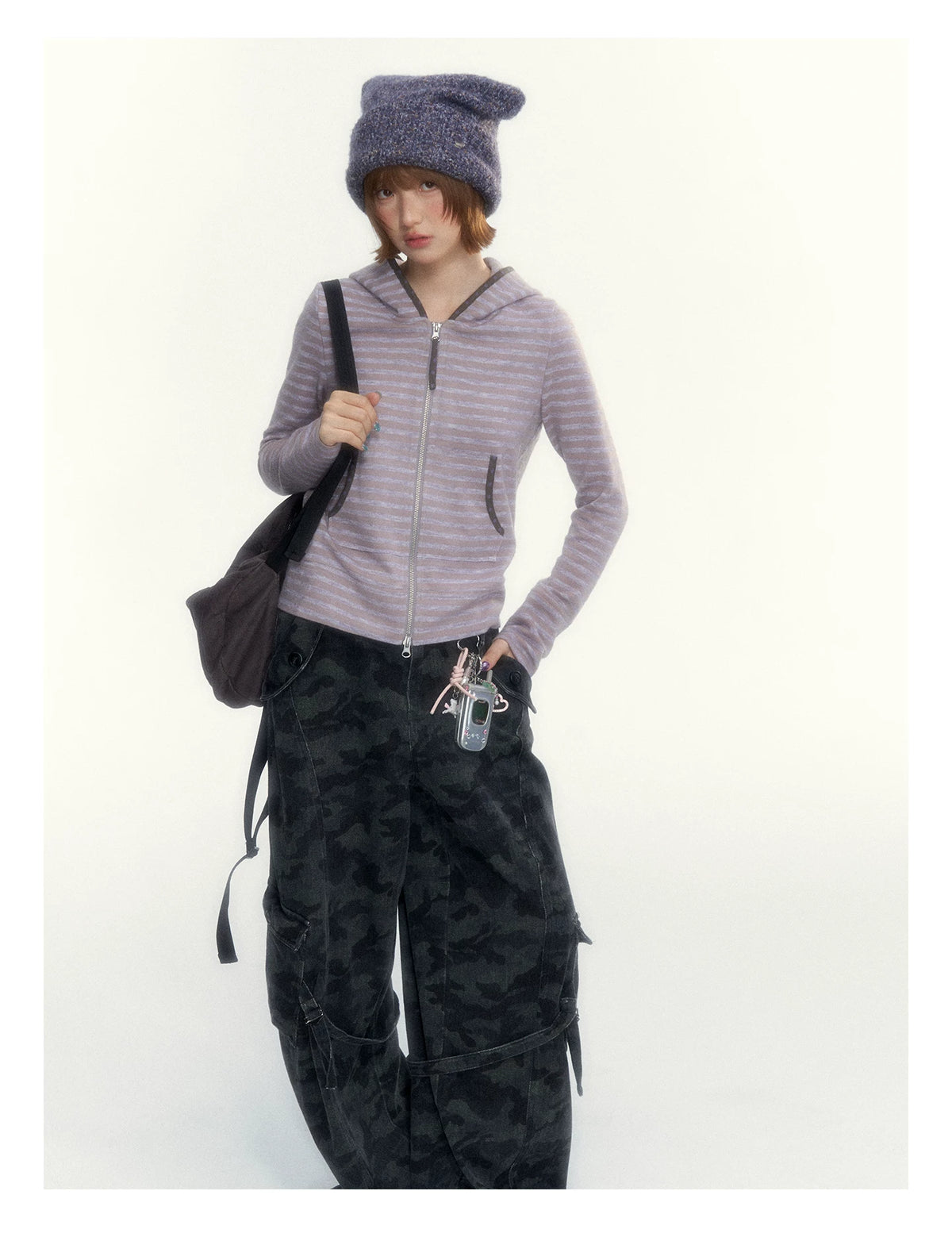 Camouflage Washed Wide-Leg Utility Pants
