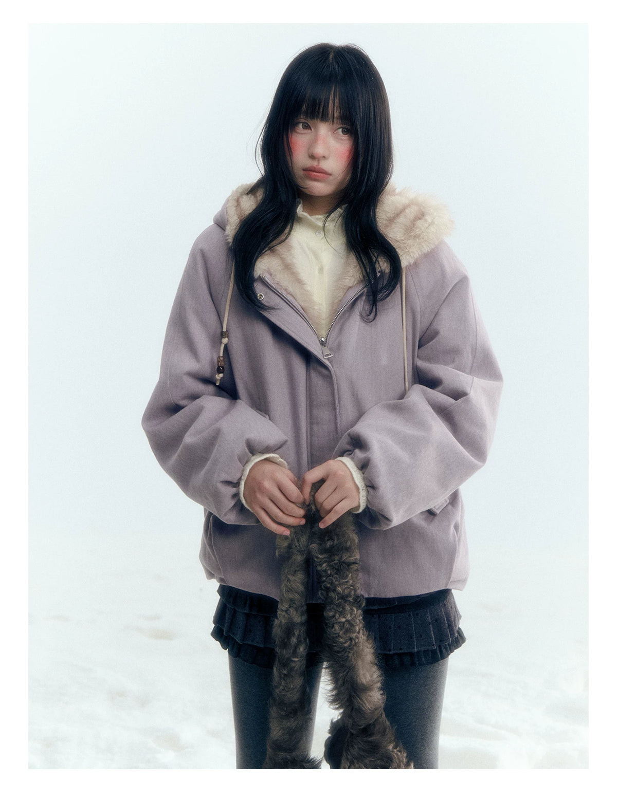 Horridale - Reversible Vintage Puff Jacket with Faux Fur – Misty Purple