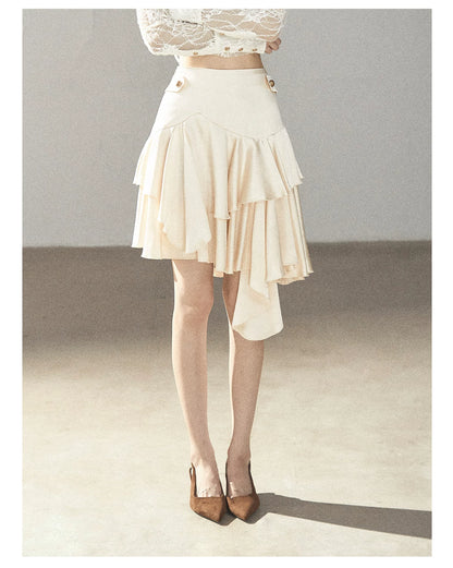 AOMALM - "Ginkgo & Evening Breeze" Dutch Cream French Satin Skirt