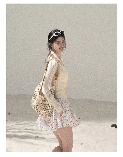 "Moss Whisper" Knit Sun Protection Cardigan & Cami Top