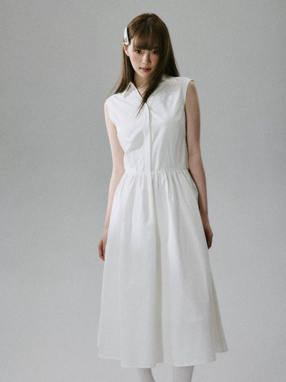 LOST FOREST - White Lyocell-Cotton Tie-Strap Pocket Maxi Dress