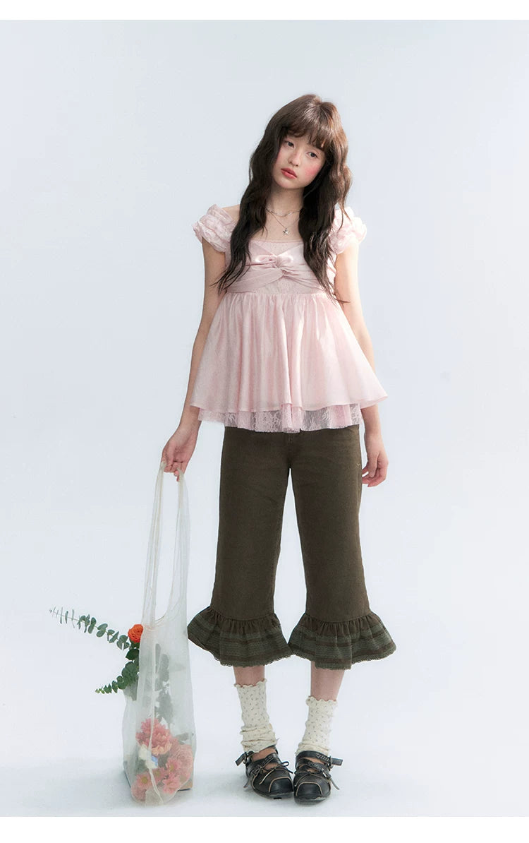 "Summer Sweetheart" Cherry Blossom Pink Bow Cami Top