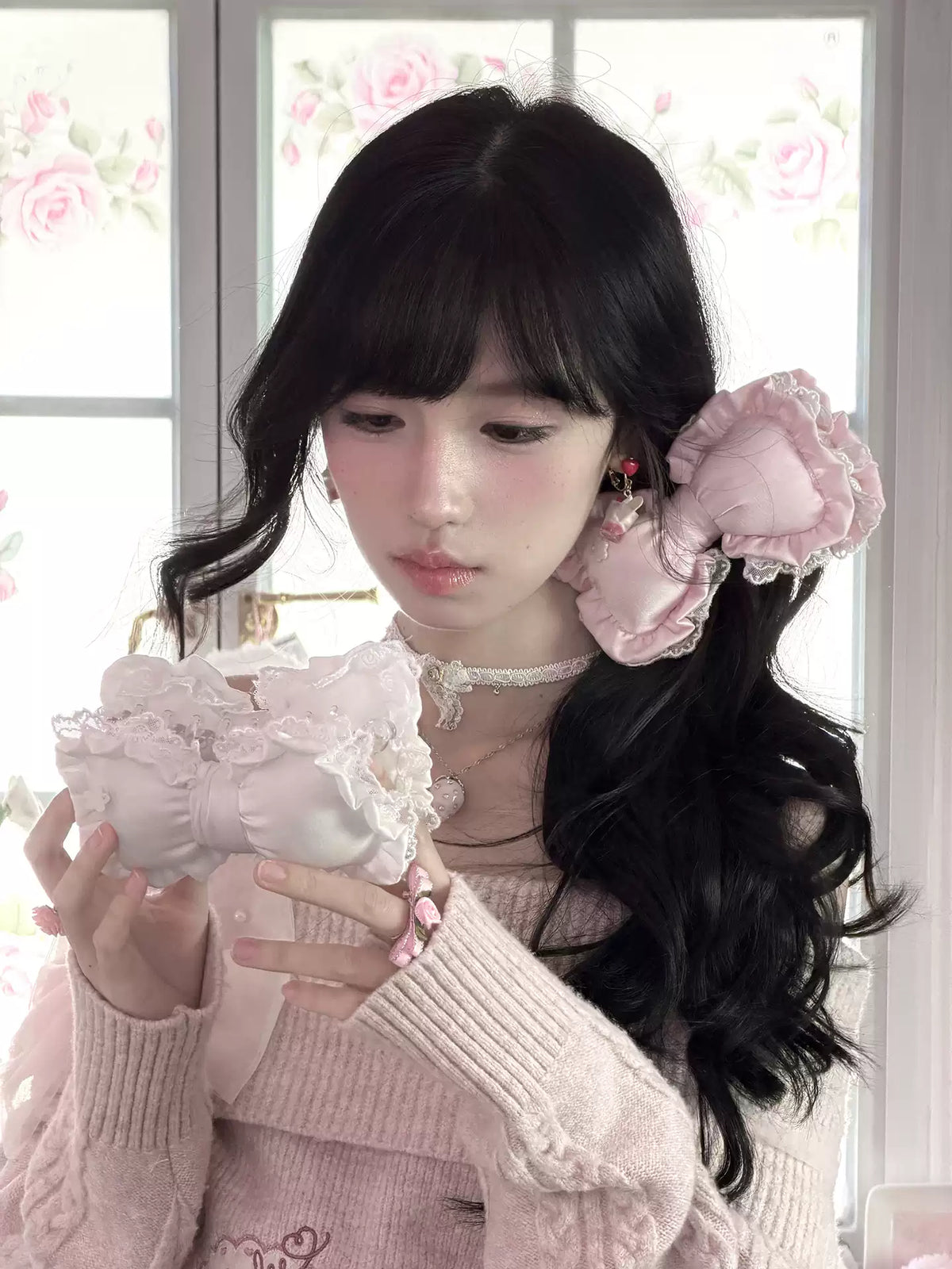 KYOUKO - [FREE GIFT] Satin Bow Padded Pillow Hair Claw Clip