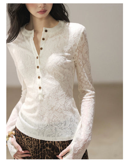 AOMALM - "Clear Lines" Long-Sleeve Finger-Hole Flared Sleeve Knit Top