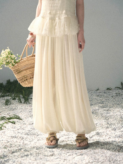 "Fallen Into Your Gaze" Dutch Cheese Lace Top & Jogger Pants Two-Piece Set
