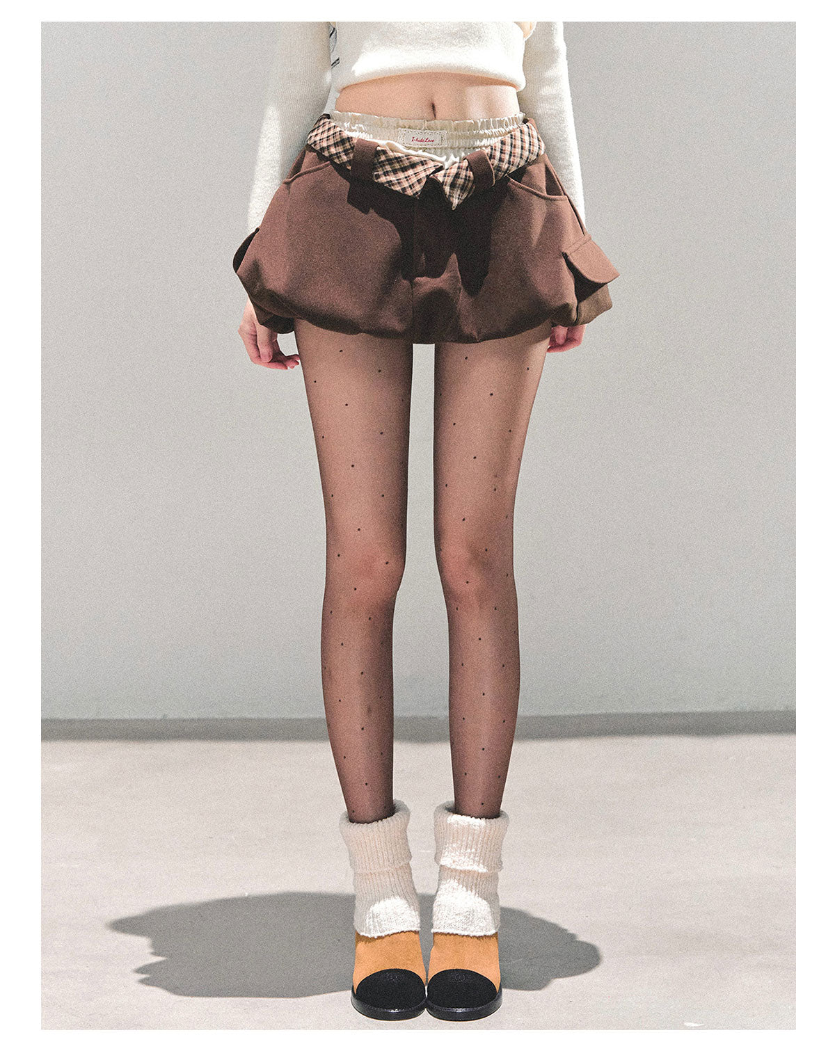 少也眼 “Footprints in the Snow” Winter Bubble Skirt - Brown 68451351