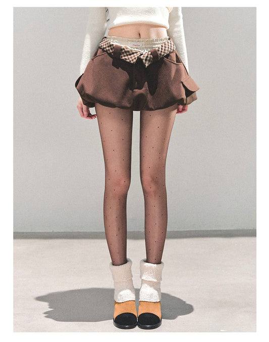 少也眼 “Footprints in the Snow” Winter Bubble Skirt - Brown 68451351