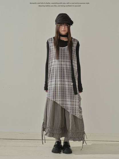 "Quiet Form" Mist Gray A-Line Maxi Skirt