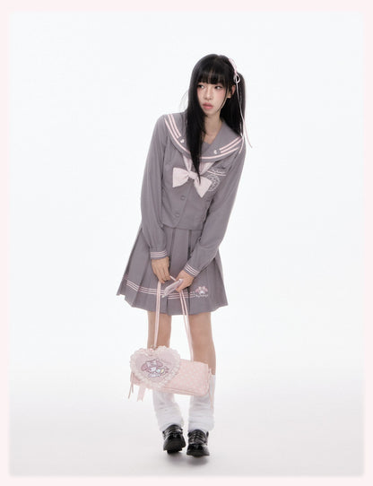 “Melody Blush” Pink-Gray Sailor School Uniform Set