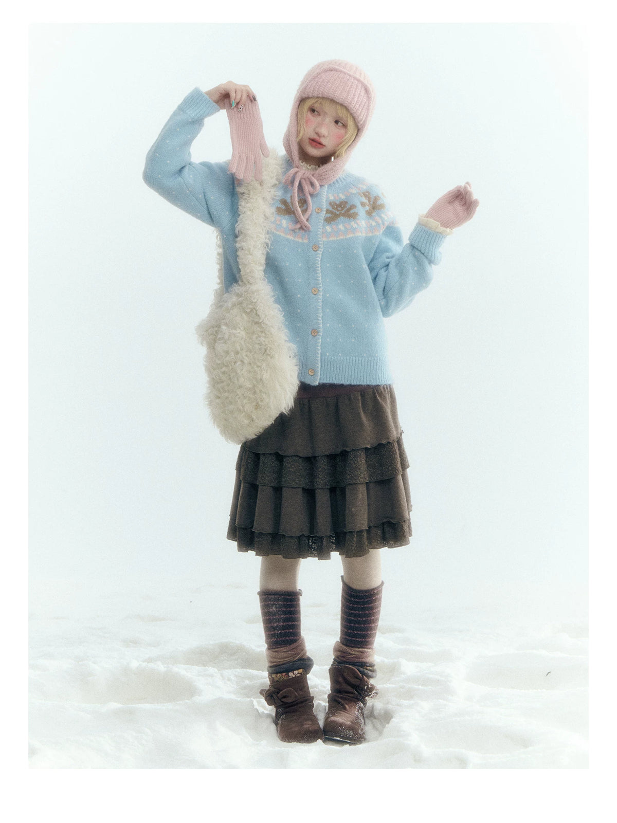 Horridale - Gummy Bear Vintage Embroidered Knit Cardigan – Snow Mountain Blue