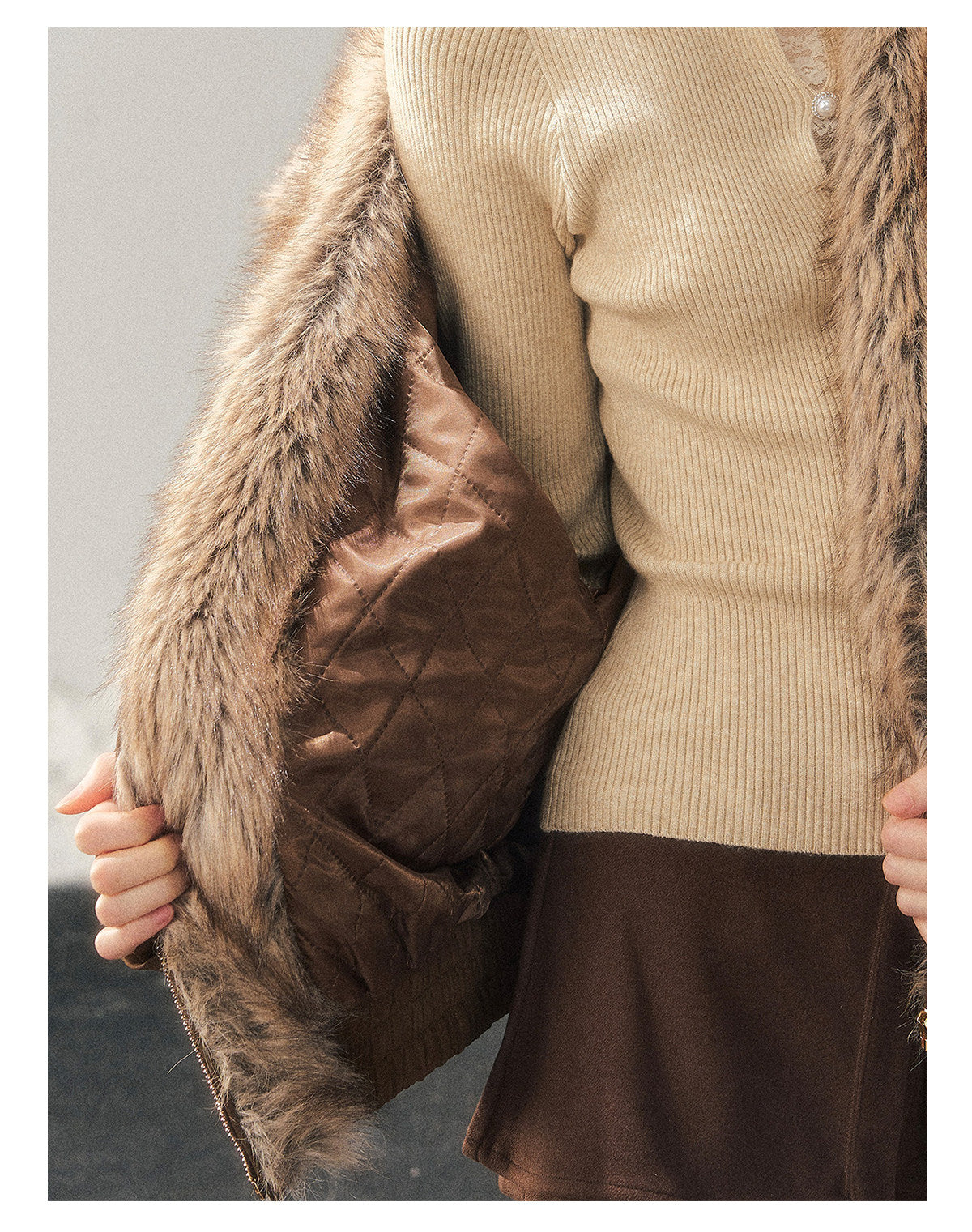 少也眼 "Cloud Veils Over the Mountains" Hepburn-Style Padded Faux Suede Butterfly Coat