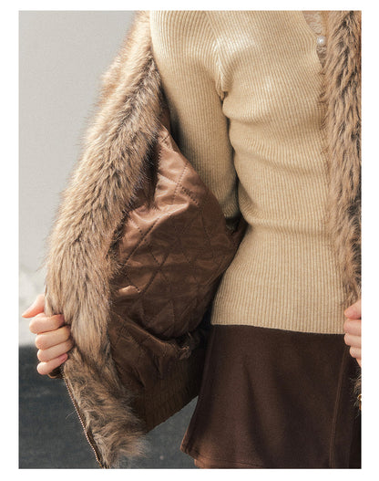 少也眼 "Cloud Veils Over the Mountains" Hepburn-Style Padded Faux Suede Butterfly Coat