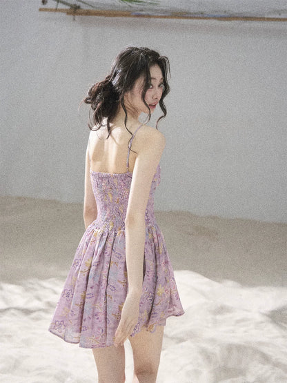 "Iris Bloom" Purple Iris Cami Mini Dress